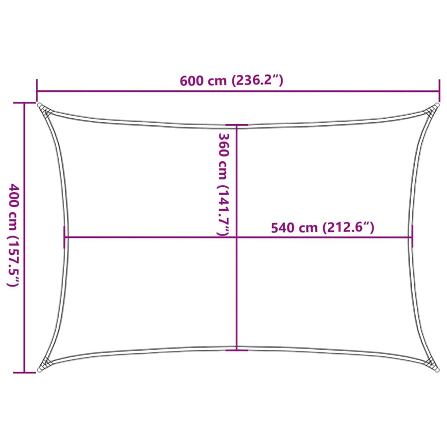 Zonnezeil 160 G/M² Rechthoekig Hdpe Lichtgrijs 4 x 6 m