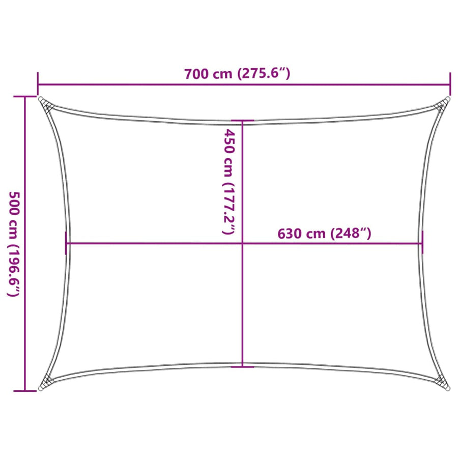 Zonnezeil 160 G/M² Rechthoekig Hdpe Lichtgrijs 5 x 7 m