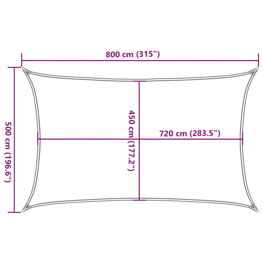 Zonnezeil 160 G/M² Rechthoekig Hdpe Lichtgrijs 5 x 8 m