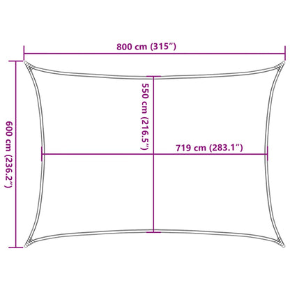 Zonnezeil 160 G/M² Rechthoekig 6X8 M Hdpe Lichtgrijs Lichtgrijs