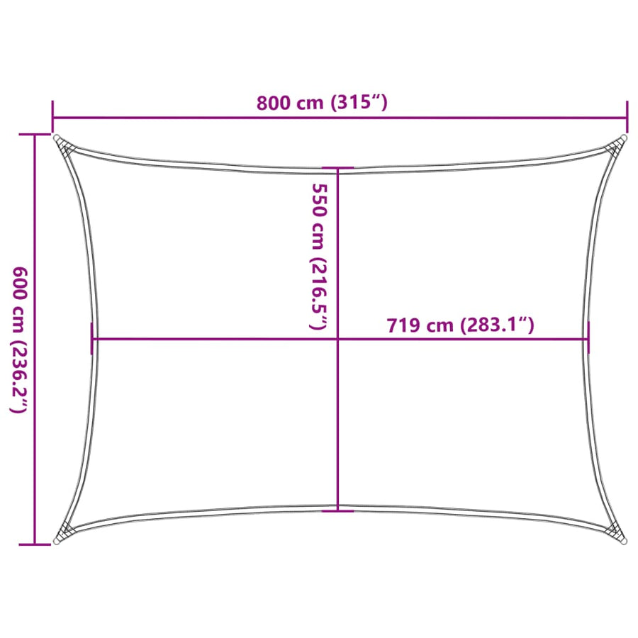 Zonnezeil 160 G/M² Rechthoekig 6X8 M Hdpe Lichtgrijs Lichtgrijs