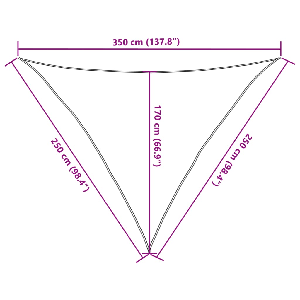 Zonnezeil 160 G/M² Driehoekig 2,5X2,5X3,5 M Hdpe Lichtgrijs 2.5 x 2.5 x 3.5 m