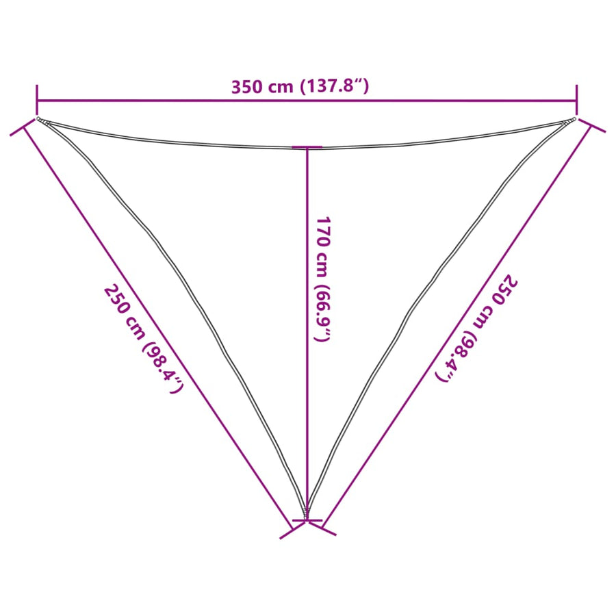 Zonnezeil 160 G/M² Driehoekig 2,5X2,5X3,5 M Hdpe Lichtgrijs 2.5 x 2.5 x 3.5 m
