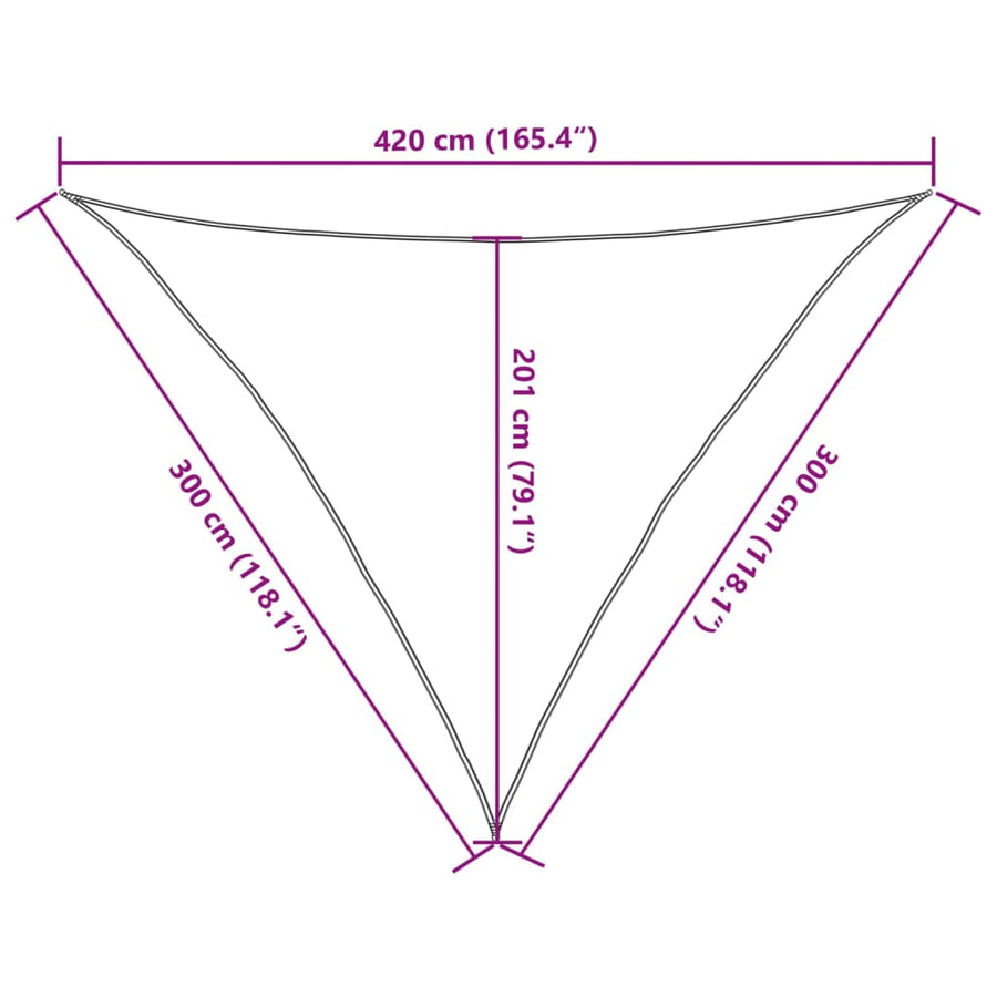 Zonnezeil 160 g/m² driehoekig 3x3x4,2 m HDPE lichtgrijs