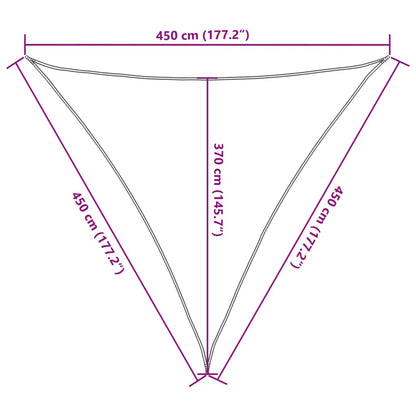 Zonnezeil 160 G/M² Driehoekig 4,5X4,5X4,5 M Hdpe Lichtgrijs 4.5 x 4.5 x 4.5 m