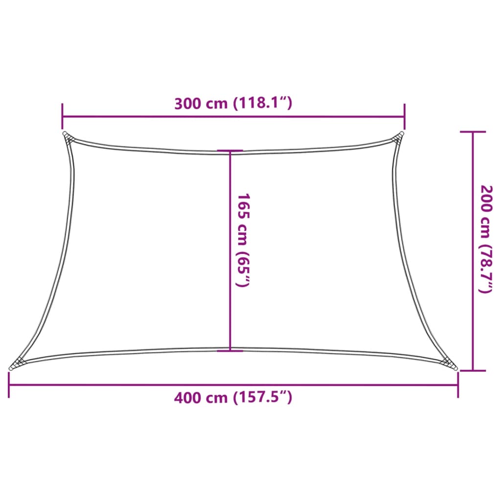 Zonnezeil 160 g/m² trapezium 3/4x2 m HDPE lichtgrijs