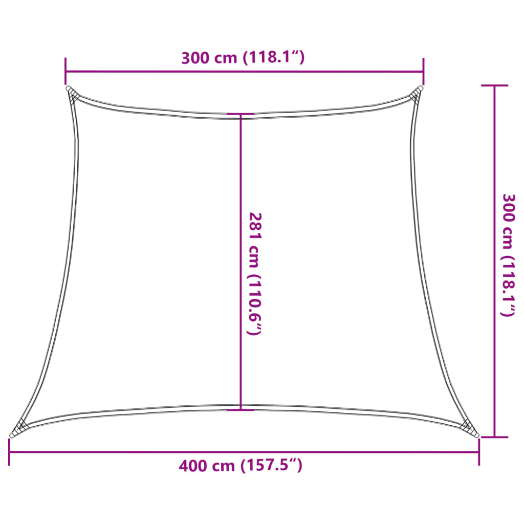 Zonnezeil 160 G/M² Trapezium Hdpe 3/4 x 3 m Lichtgrijs