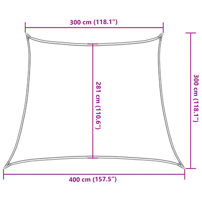 Zonnezeil 160 G/M² Trapezium Hdpe 3/4 x 3 m Lichtgrijs