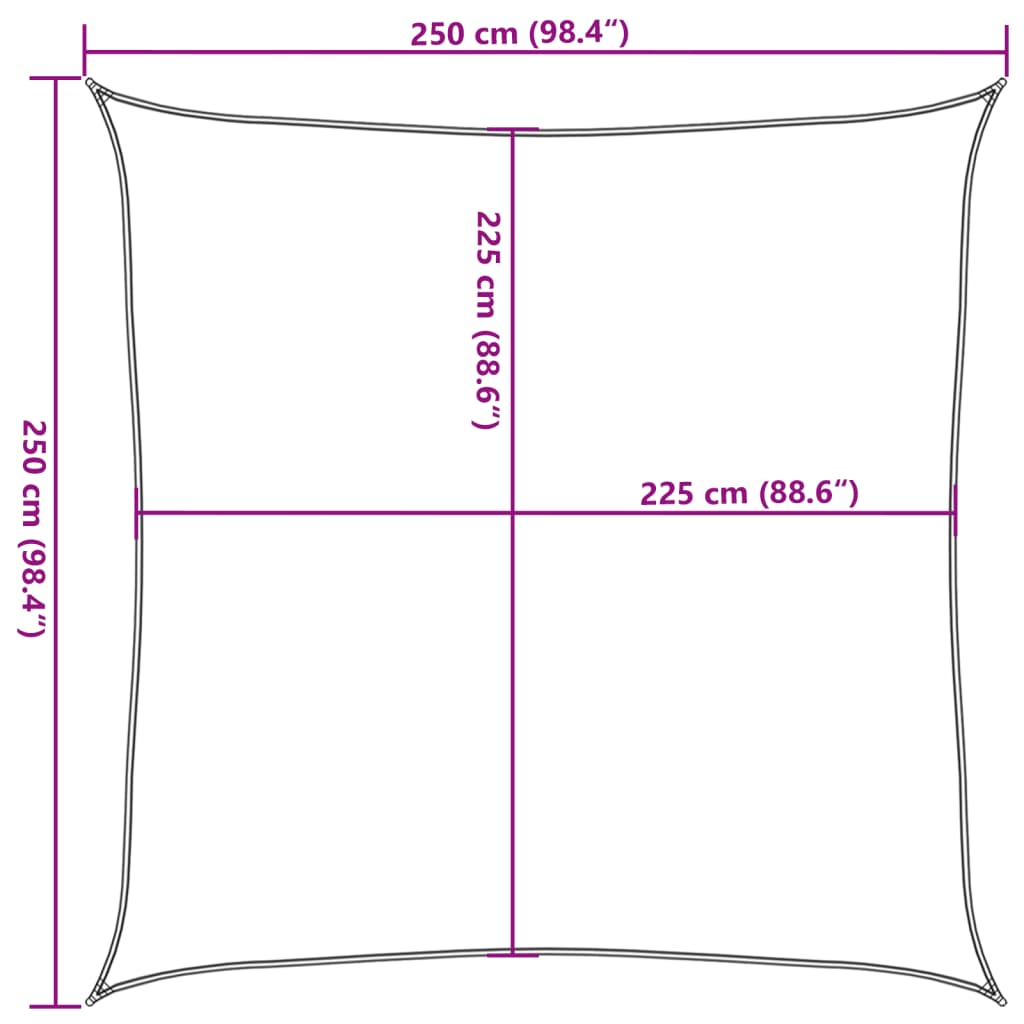 Zonnezeil 160 g/m² vierkant 2,5x2,5 m HDPE zandkleurig