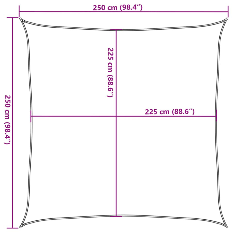 Zonnezeil 160 g/m² vierkant 2,5x2,5 m HDPE zandkleurig