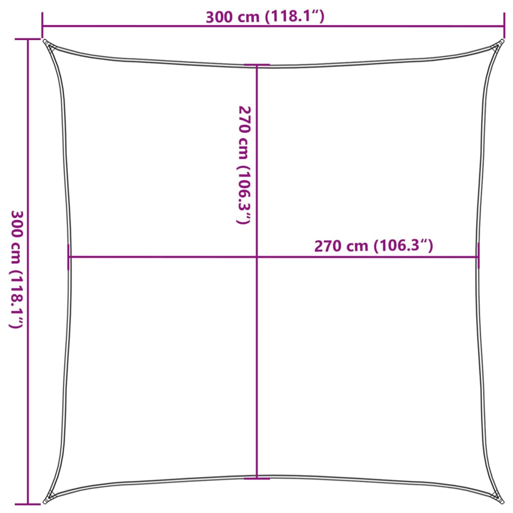 Zonnezeil 160 g/m² vierkant 3x3 m HDPE zandkleurig