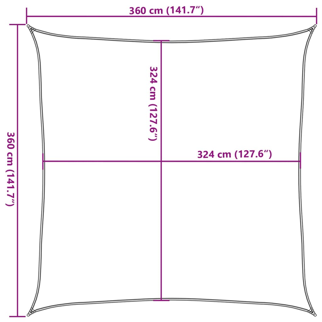 Zonnezeil 160 G/M² Vierkant 3,6X3,6 M Hdpe Kleurig Zand 3.6 x 3.6 m