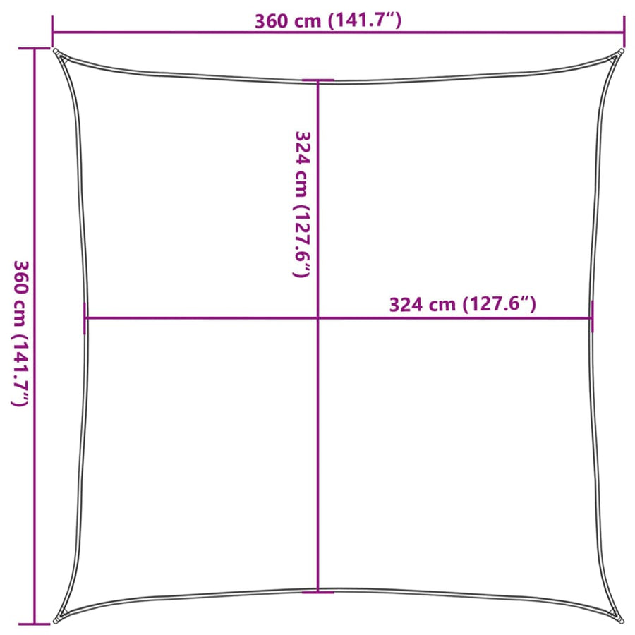 Zonnezeil 160 G/M² Vierkant 3,6X3,6 M Hdpe Kleurig Zand 3.6 x 3.6 m
