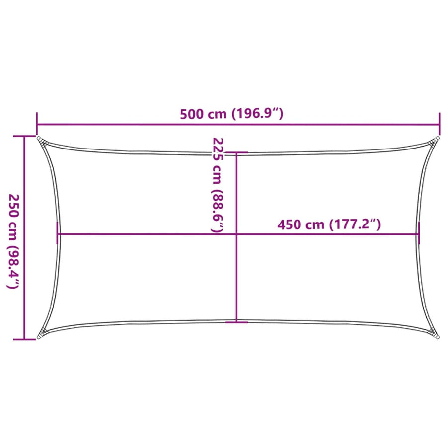 Zonnezeil Rechthoekig 160 G/M² 2,5X5 M Hdpe Kleurig Zand 2.5 x 5 m