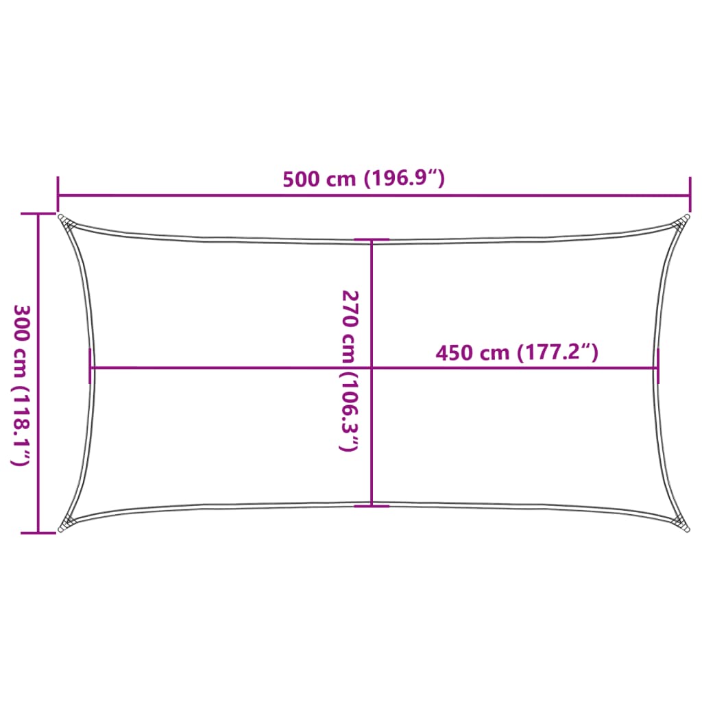 Zonnezeil 160 g/m² rechthoekig 3x5 m HDPE zandkleurig