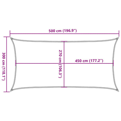 Zonnezeil 160 g/m² rechthoekig 3x5 m HDPE zandkleurig
