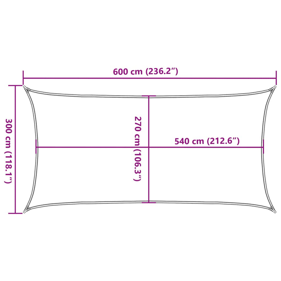 Zonnezeil 160 G/M² Rechthoekig Hdpe Kleurig Zand 3 x 6 m