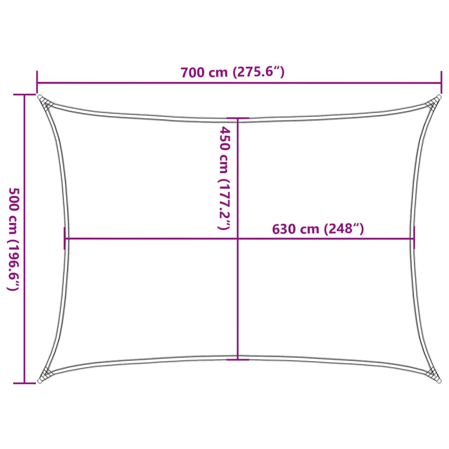 Zonnezeil 160 g/m² rechthoekig 5x7 m HDPE zandkleurig