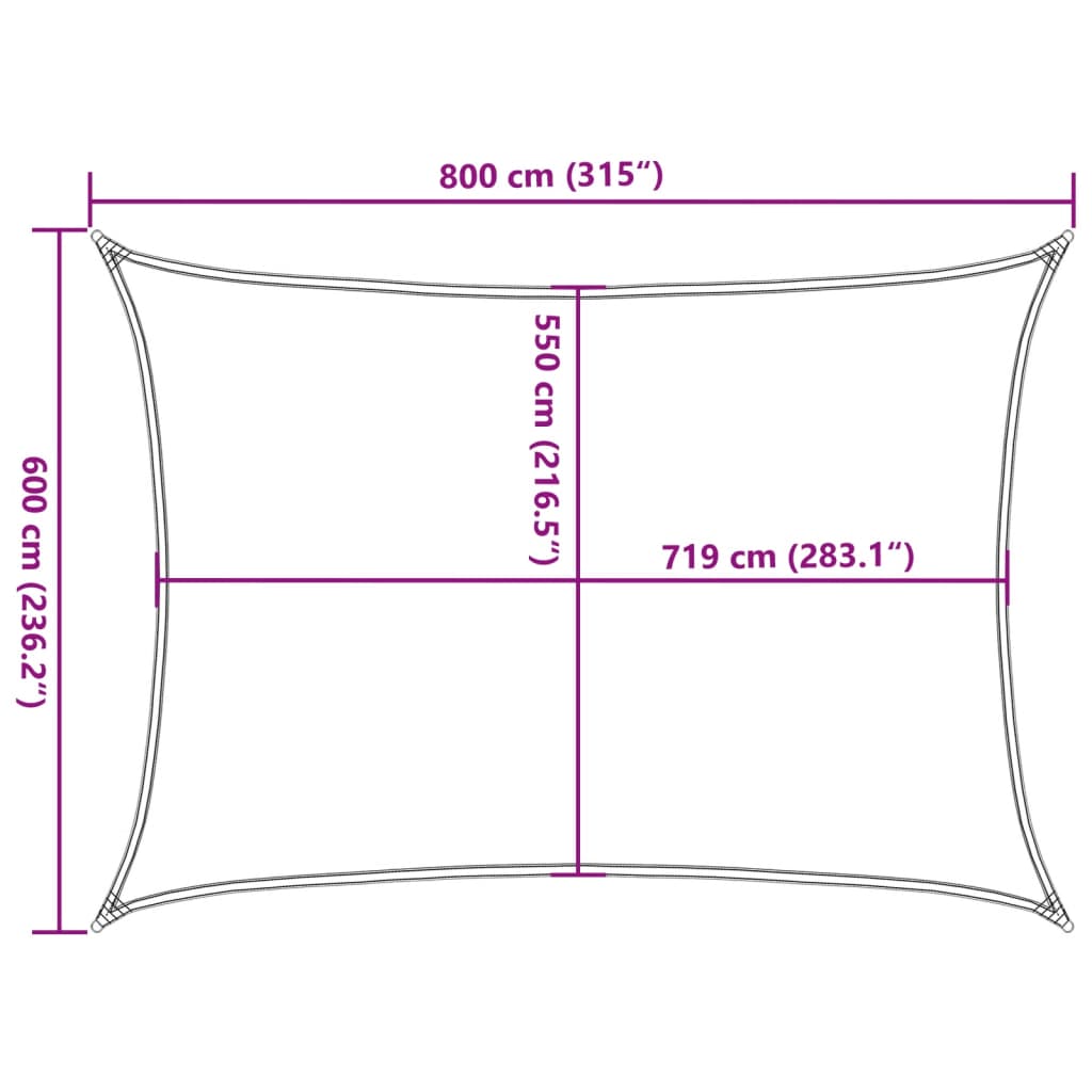 Zonnezeil 160 G/M² Rechthoekig Hdpe Kleurig Zand 6 x 8 m