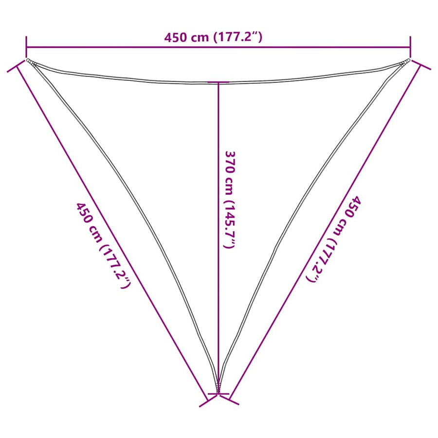Zonnezeil 160 g/m² driehoekig 4,5x4,5x4,5 m HDPE zandkleurig