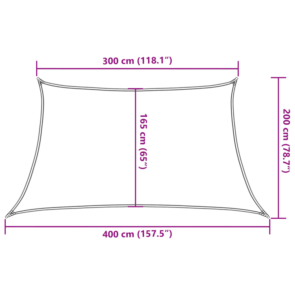 Zonnezeil 160 G/M² Trapezium Hdpe Lichtgrijs 3/4 x 2 m Zand