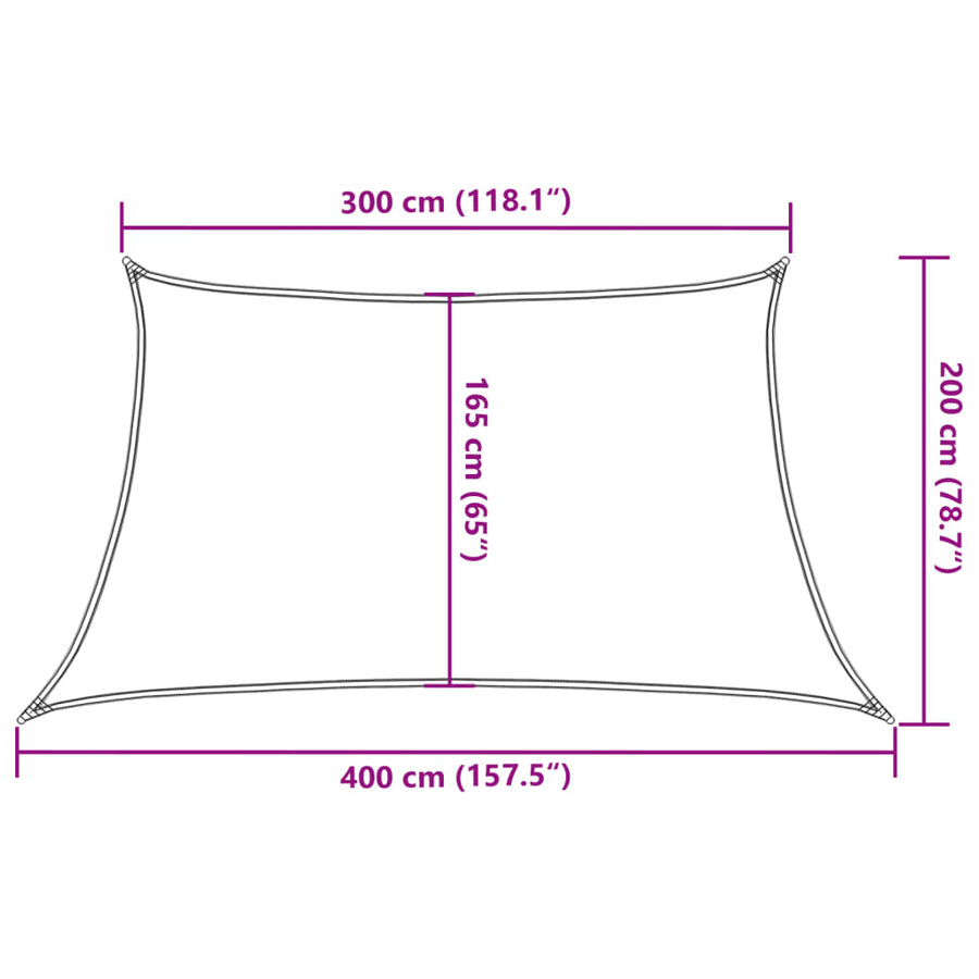 Zonnezeil 160 G/M² Trapezium Hdpe Lichtgrijs 3/4 x 2 m Zand