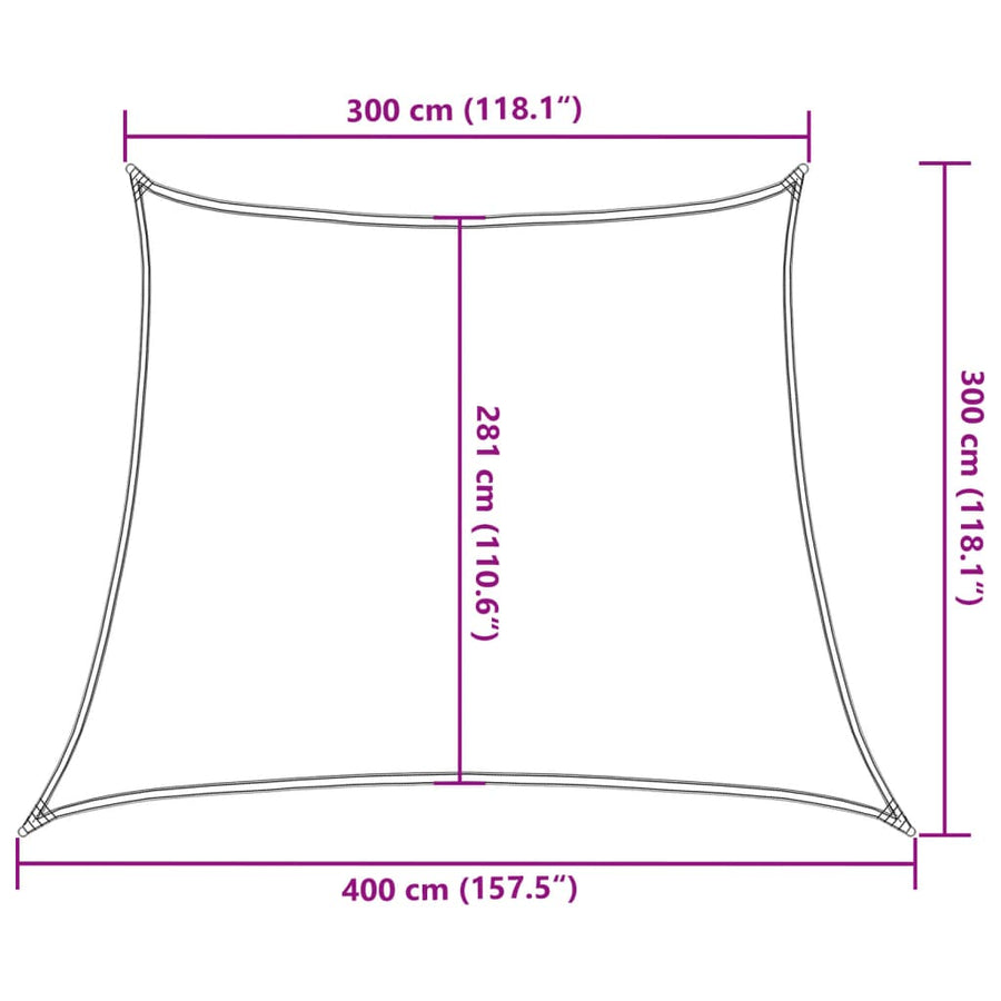 Zonnezeil 160 G/M² Trapezium Hdpe Lichtgrijs 3/4 x 3 m Zand