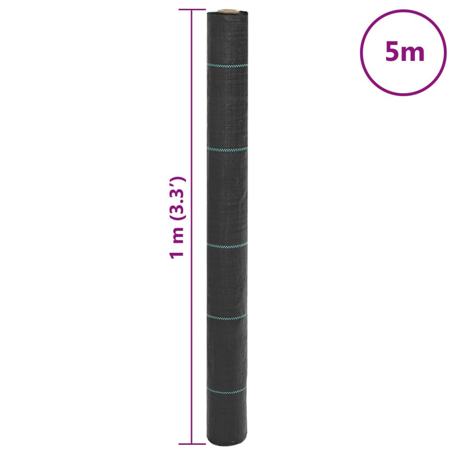 Worteldoek 1x5 m polypropeen zwart
