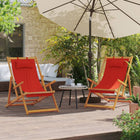 Strandstoelen 2 stuks rood massief eucalyptushout