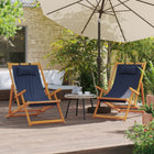 Beach chairs 2 pcs foldable fabric blue