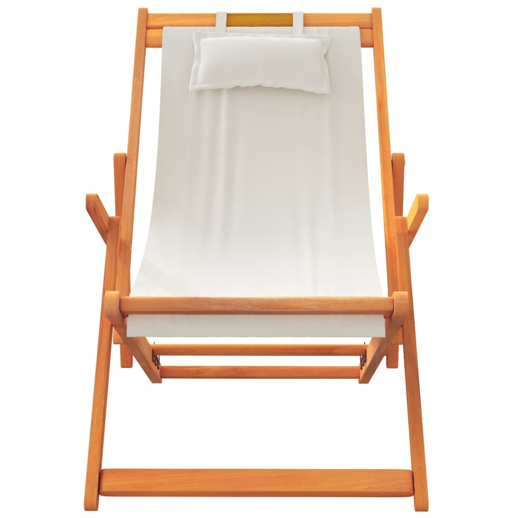Strandstoelen 2 st inklapbaar stof crèmekleurig