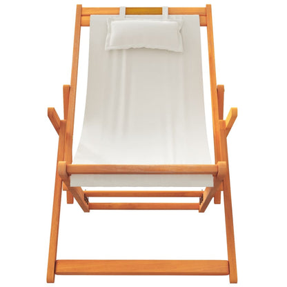 Strandstoelen 2 st inklapbaar stof crèmekleurig