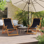 Strandstoelen 2 stuks inklapbaar eucalyptushout zwart