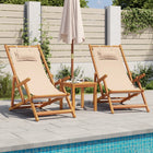 Foldable Beach Chair Fabric And Solid Wood 2