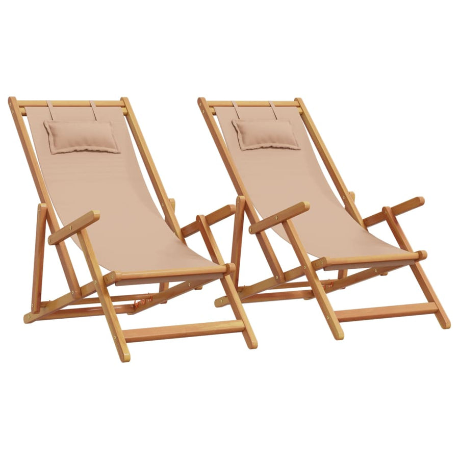 Strandstroelen Inklapbaar Stof En Massief Hout 2