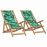 Strandstoelen 2 stuks massief eucalyptushout groen inklapbaar