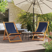 Strandstoelen 2 stuks inklapbaar massief eucalyptushout blauw