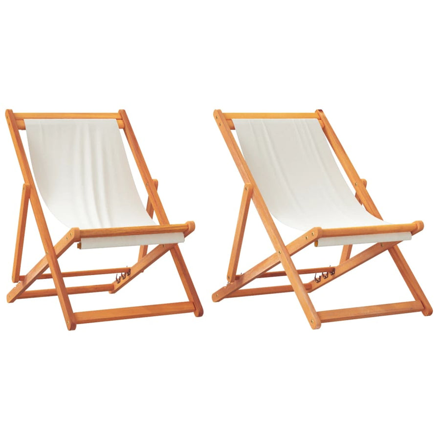 Strandstoelen Inklapbaar Stof Wit 2