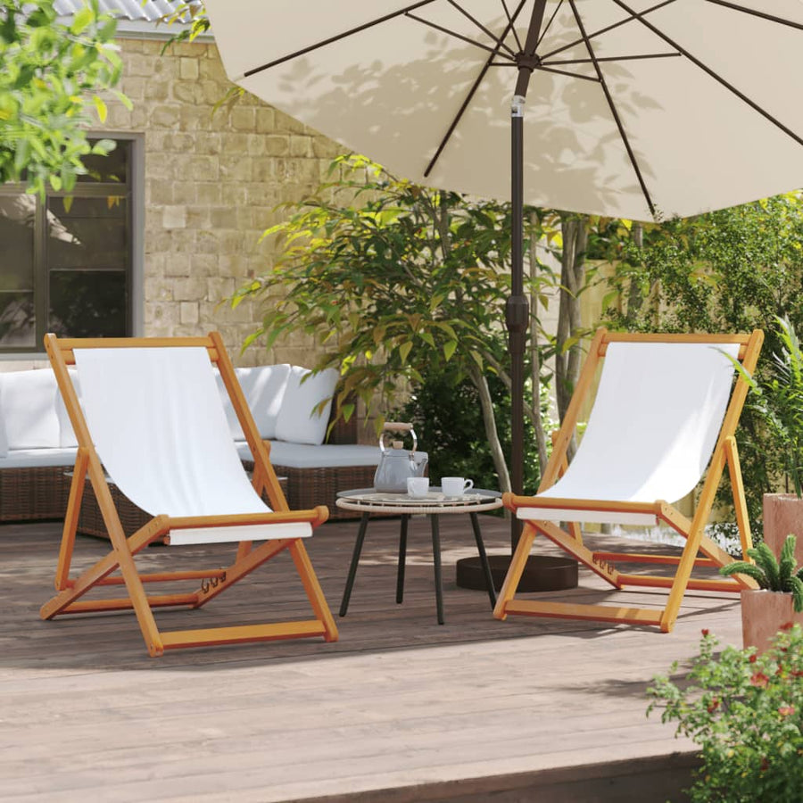Strandstoelen Inklapbaar Stof Wit 2