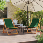 Beach chairs 2 pcs foldable fabric green