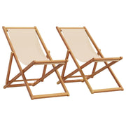 Strandstoelen set van 2 inklapbaar massief hout beige