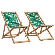 Strandstoelen 2 stuks massief eucalyptushout groen