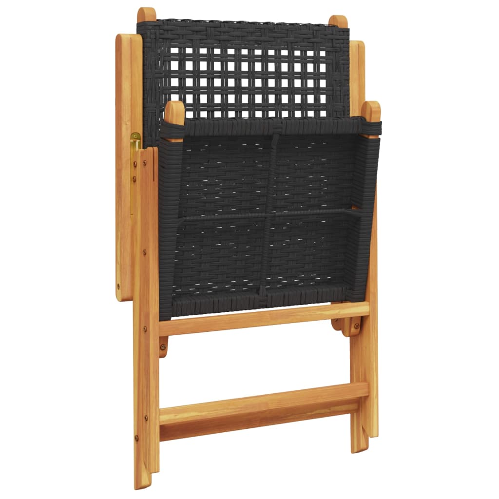 Tuinstoelen 4 st verstelbaar poly rattan en massief hout zwart