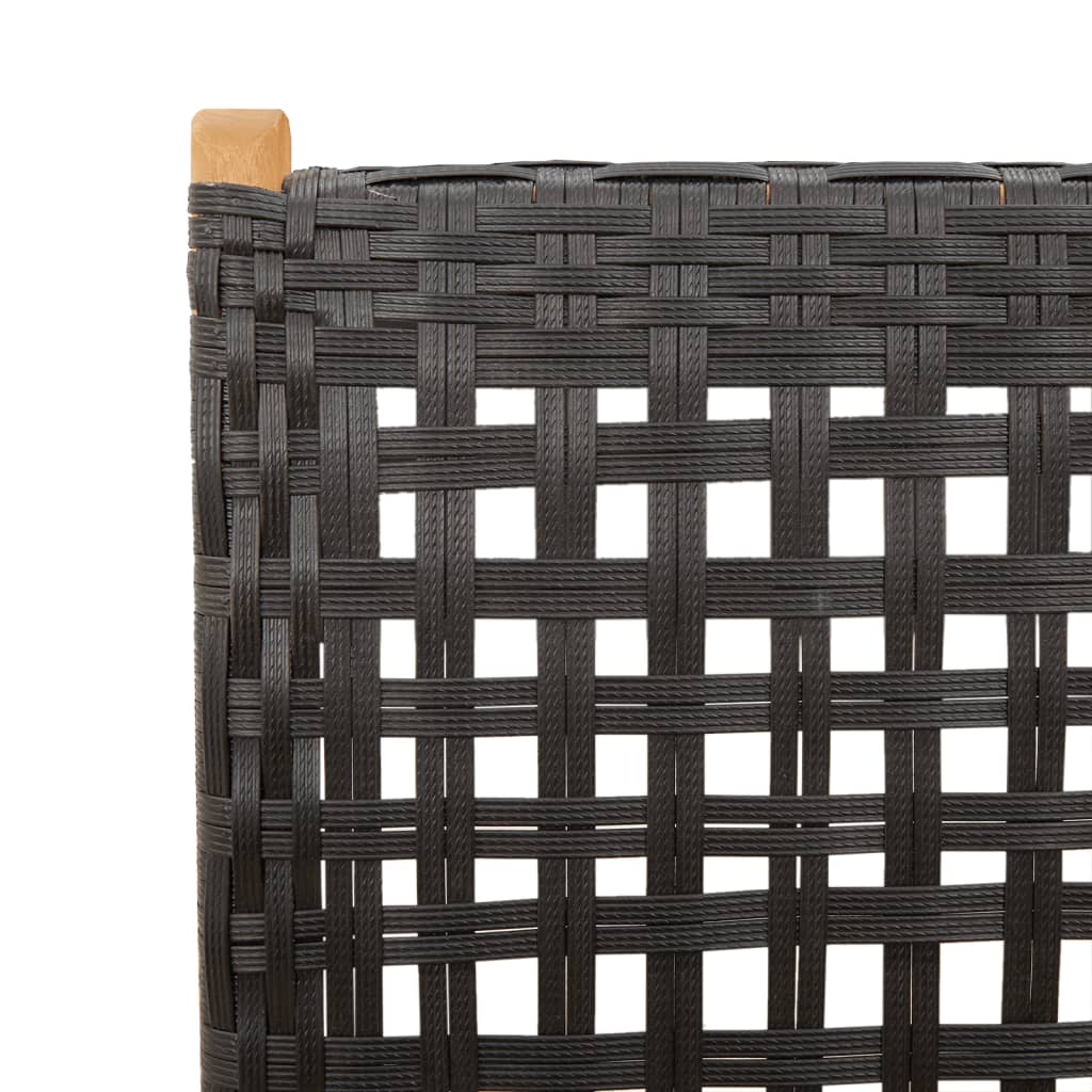 Tuinstoelen 4 st verstelbaar poly rattan en massief hout zwart