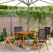 Tuinstoelen 4 st massief acaciahout poly rattan zwart
