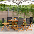 Garden chairs 6 pcs adjustable poly rattan and solid wood black