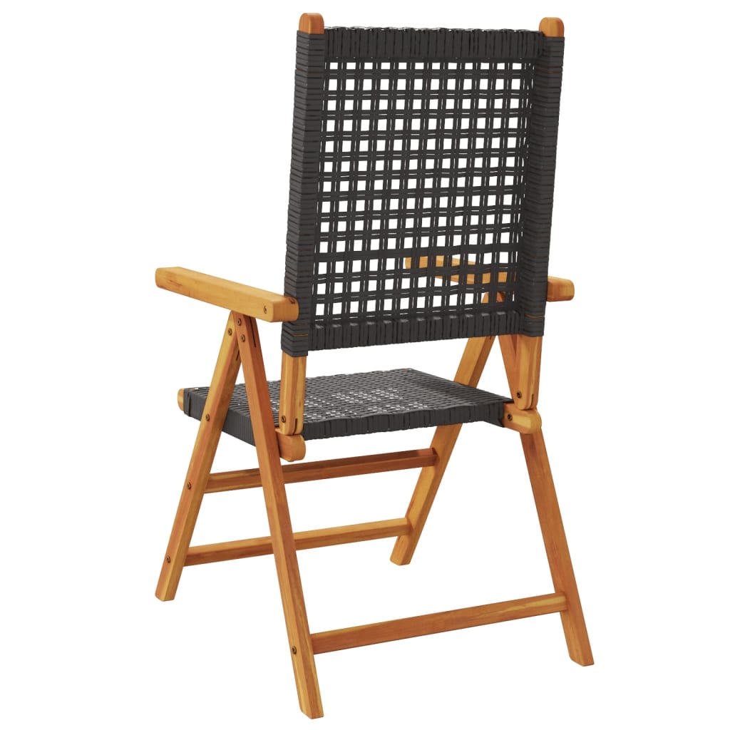 Tuinstoelen 8 st verstelbaar poly rattan en massief hout zwart
