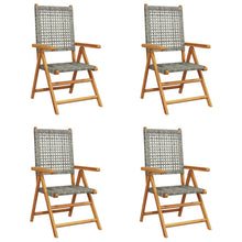 Tuinstoelen 4 st verstelbaar poly rattan en massief hout grijs