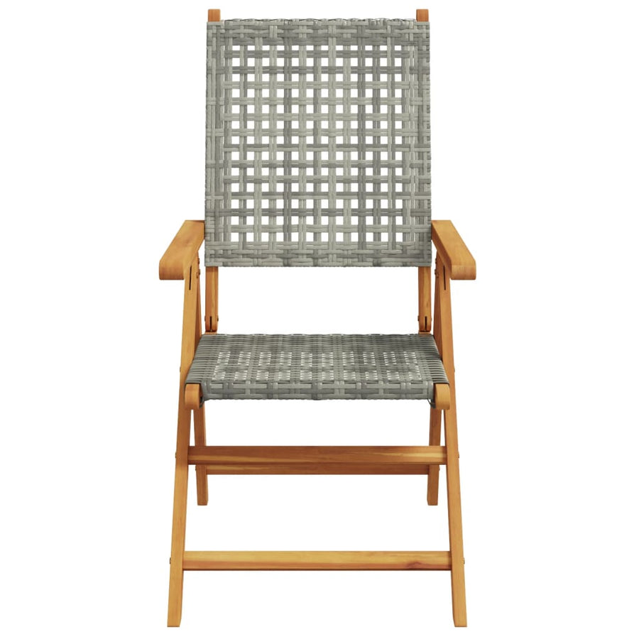 Tuinstoelen 4 st verstelbaar poly rattan en massief hout grijs