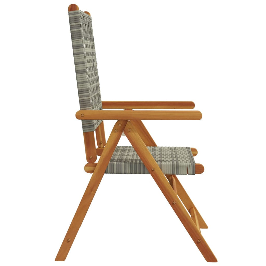 Tuinstoelen 4 st verstelbaar poly rattan en massief hout grijs